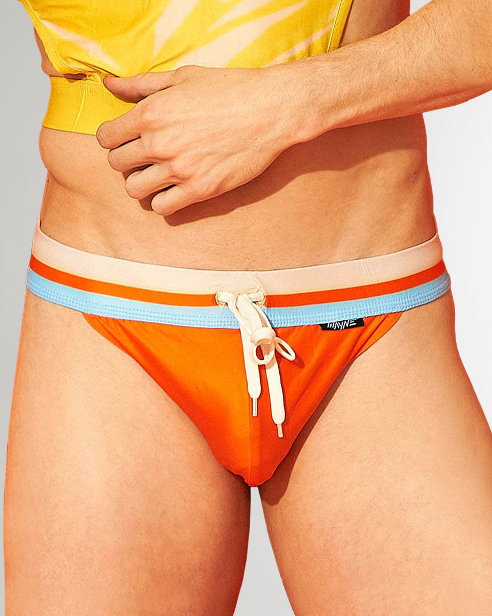Wayne Creamsicle Speedo Creamsicle Orange - men's low-rise square-cut swim brief, front view