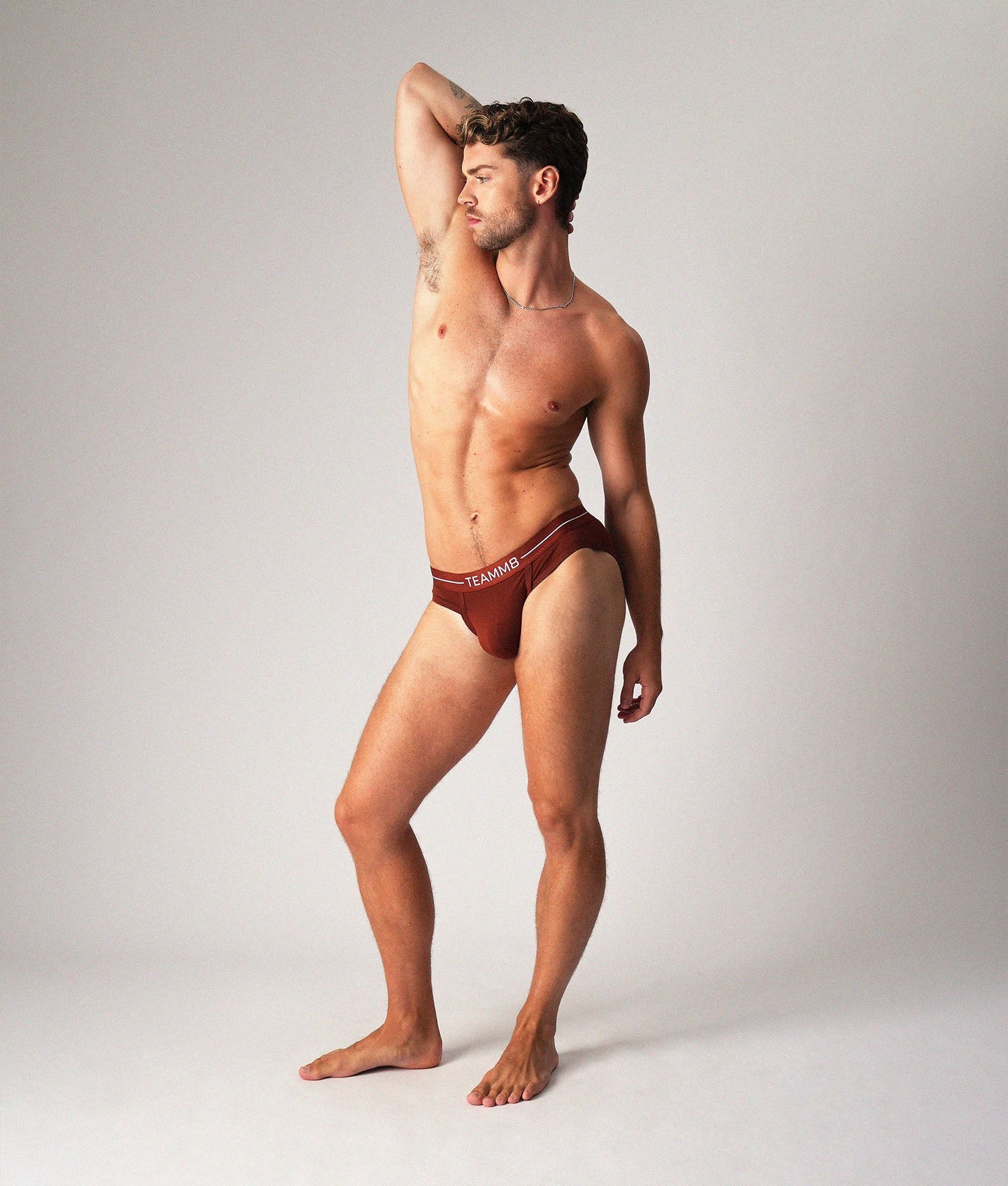 Teamm8 Icon Brief Cocoa - men's GLIDE Modal brief, detail of pouch piping