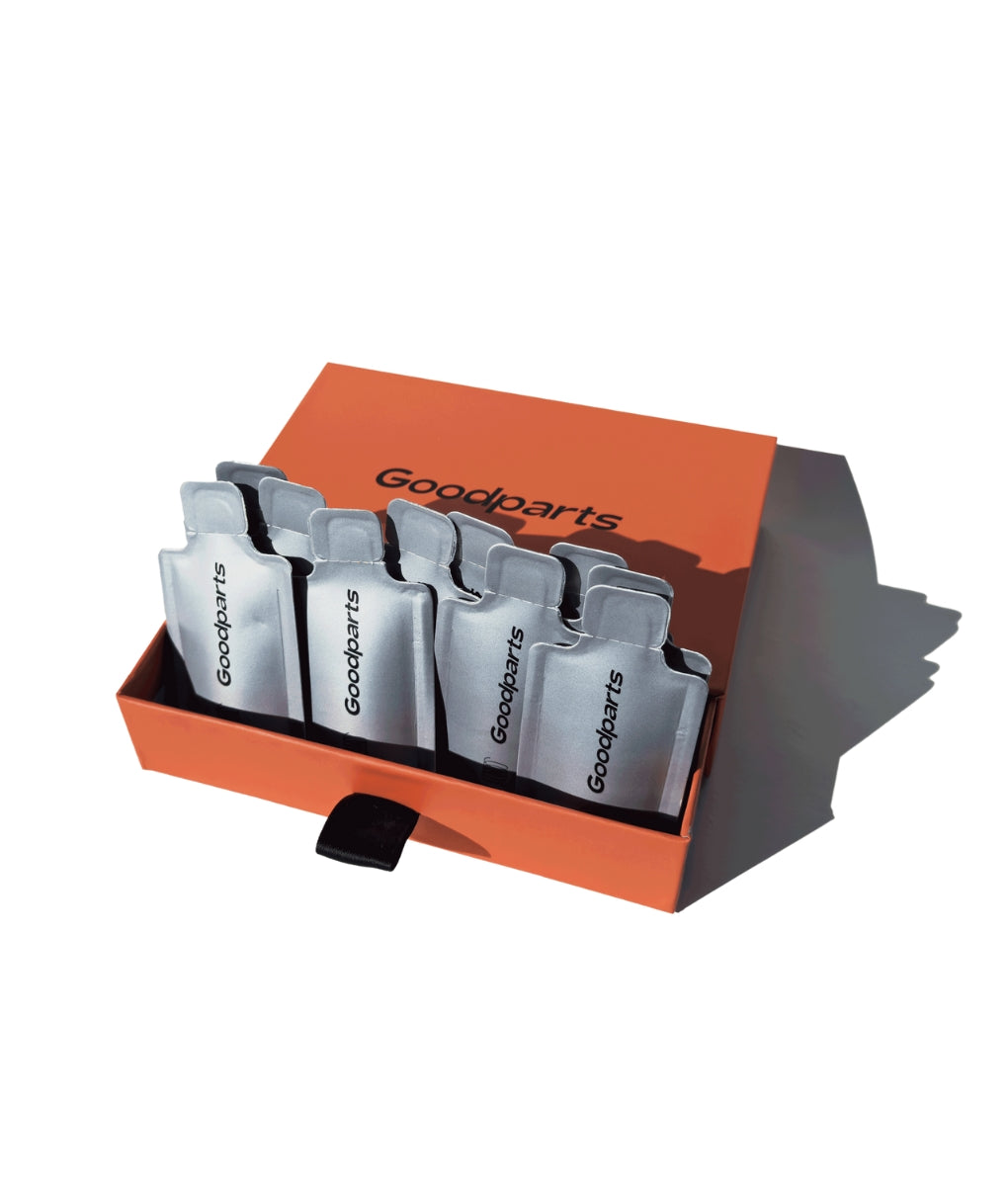Goodparts Ultra-Smooth Silicone Cruisers — 10-pack single-use silicone lube packets, front view