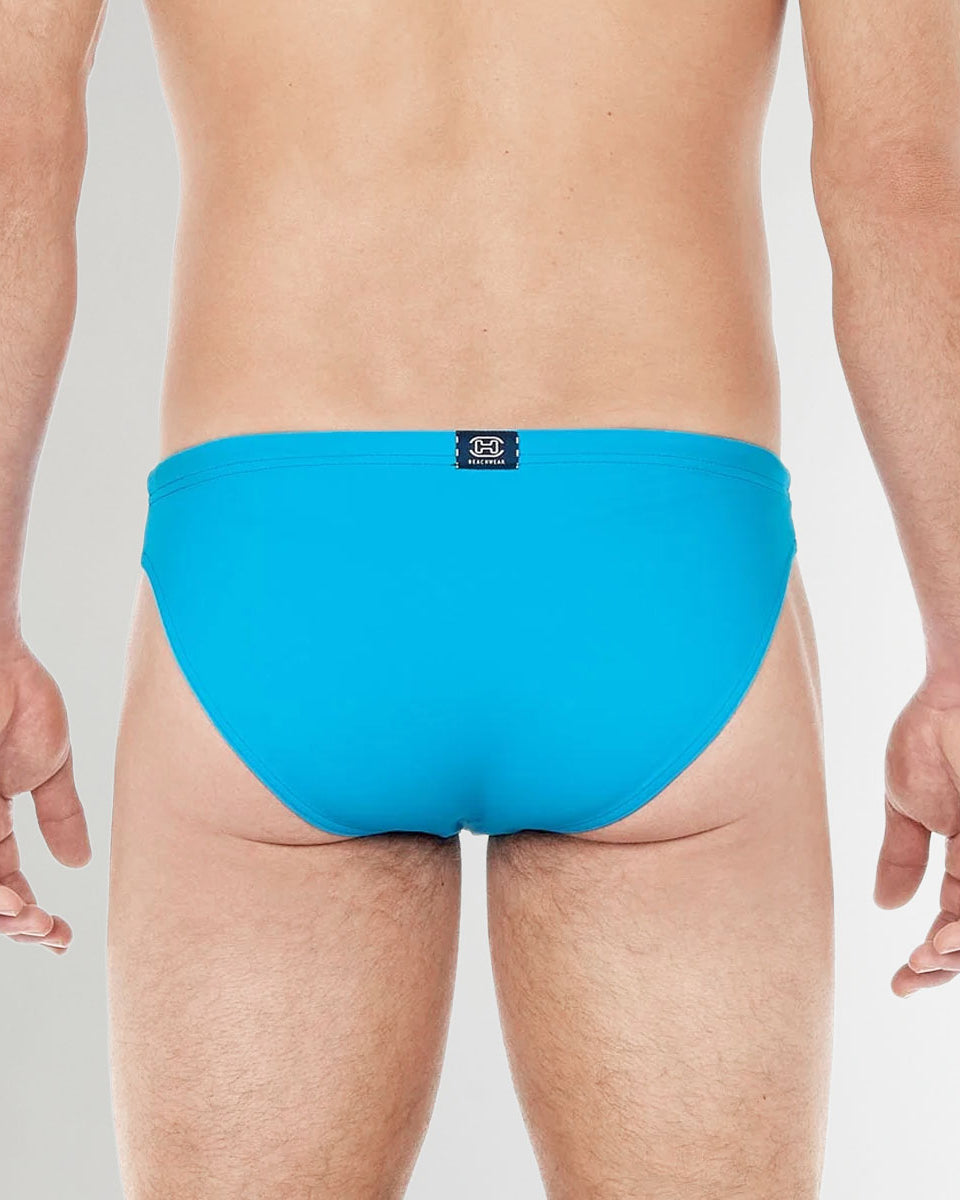 HOM Sea Life Swim Micro Brief Turquoise - men's low-rise swim brief, back view