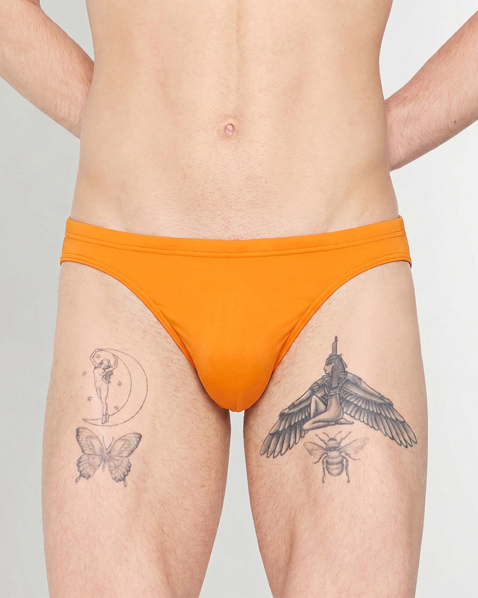 HOM Sea Life Swim Micro Brief Orange - men's low-rise micro swim brief, front view