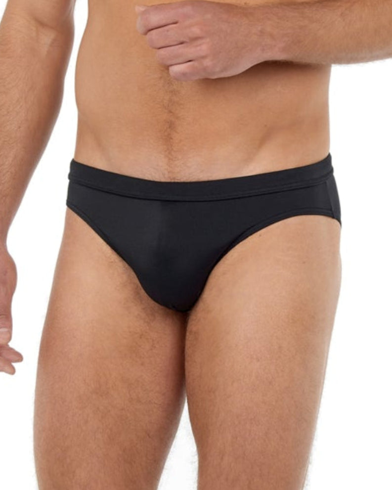 HOM Sea Life Swim Mini Brief Black - men's quick-dry swim brief, side view