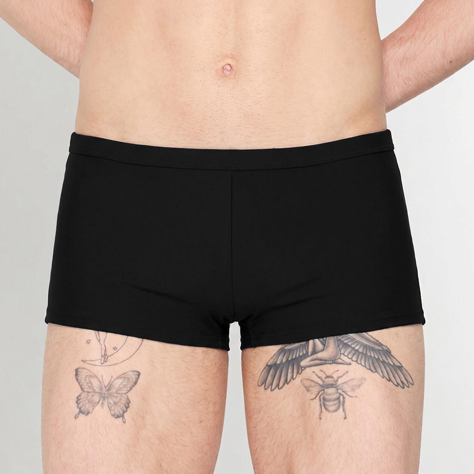 HOM Sea Life Swim Trunk Black - men's quick-dry swim trunk, front view