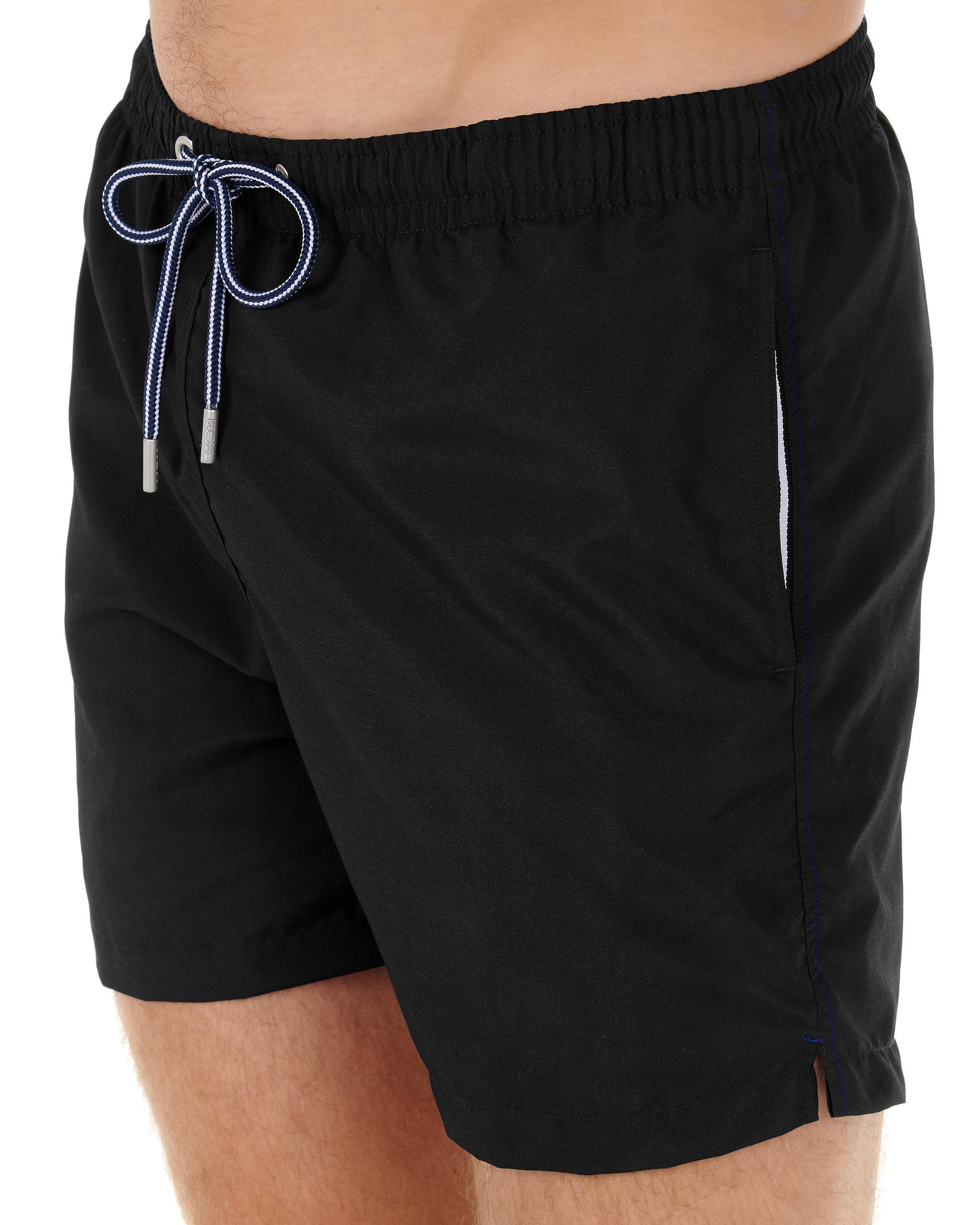 HOM Sea Life Beach Boxer Black - men's board shorts side view