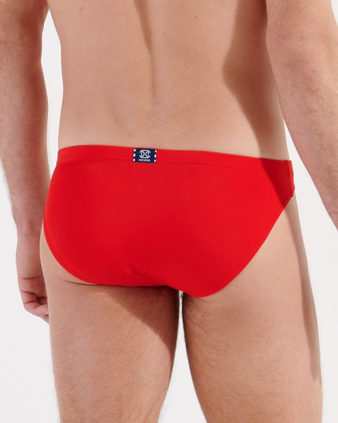 HOM Nautical Cup Swim Micro Brief Red - men's preppy swim brief, back view