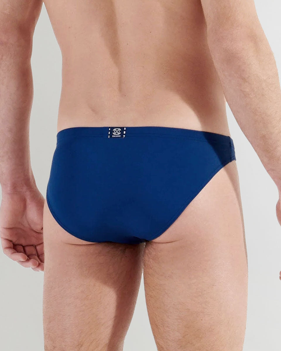 HOM Nautical Cup Swim Micro Brief Navy - men's preppy swim brief, back view