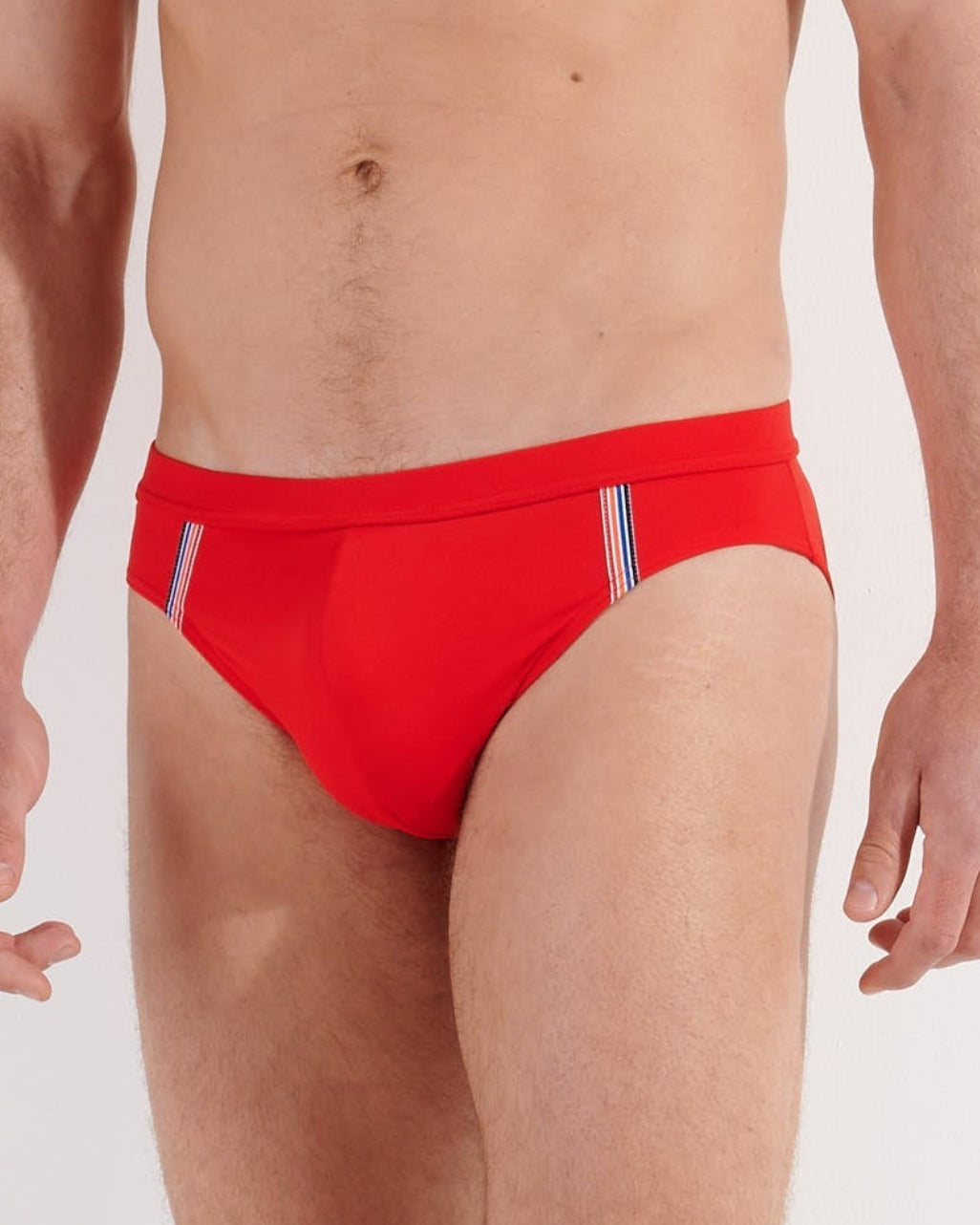 HOM Nautical Cup Swim Mini Brief Red - men's mini-cut swim brief, side view