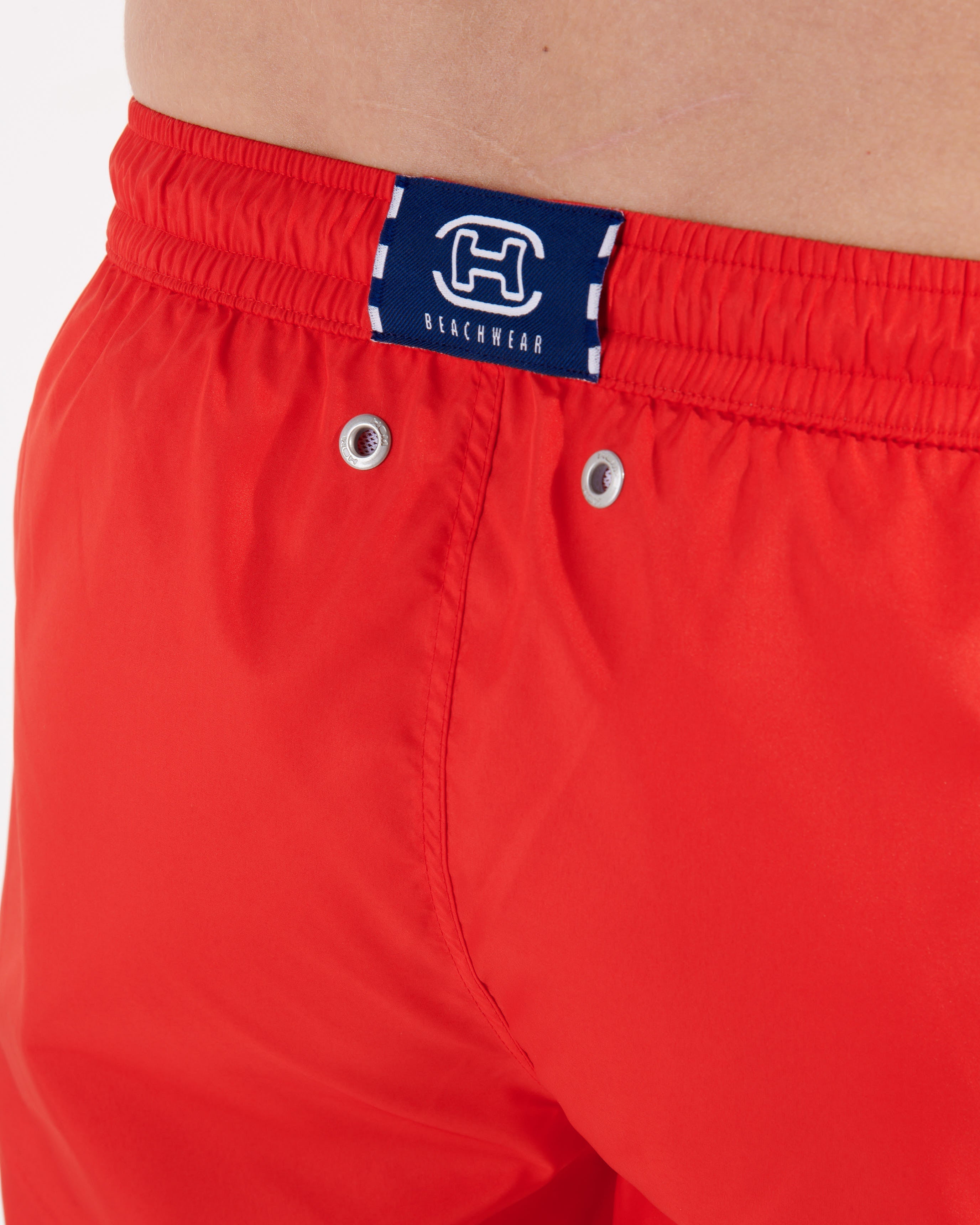 HOM Nautical Cup Beach Boxer Red - men's board shorts lifestyle beach view