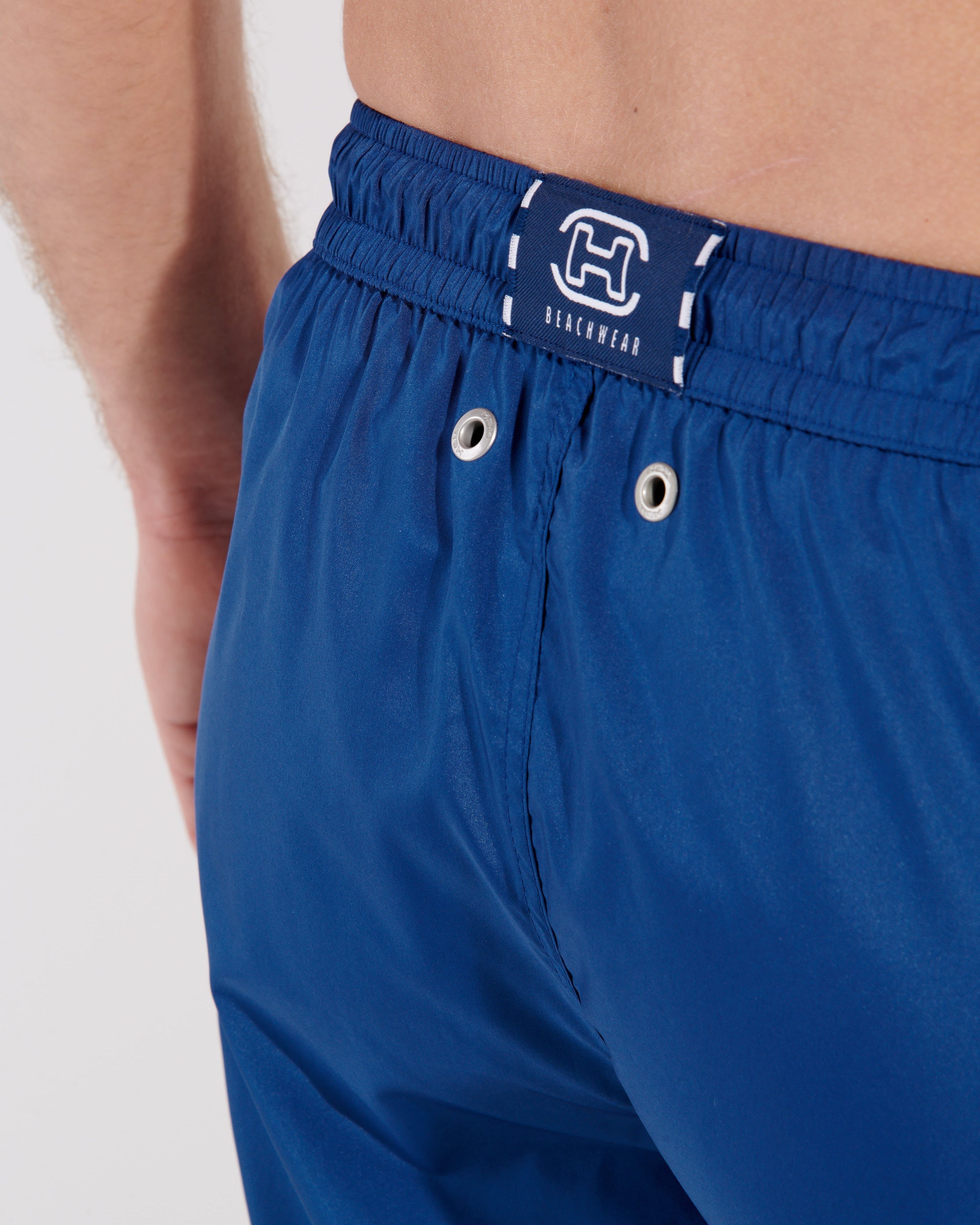 HOM Nautical Cup Beach Boxer Navy - men's board shorts flat lay view