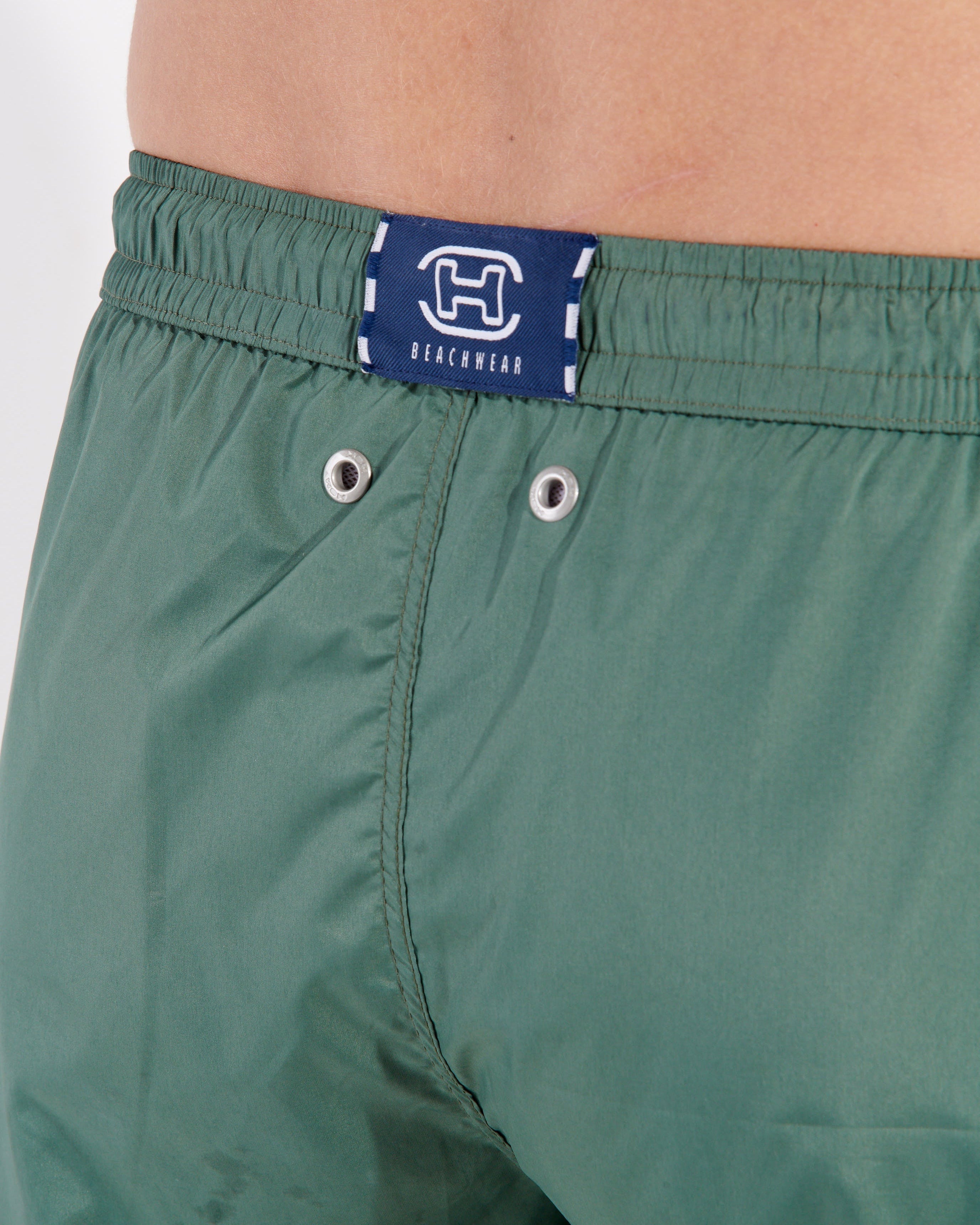 HOM Nautical Cup Beach Boxer Khaki Green - men's board shorts back view