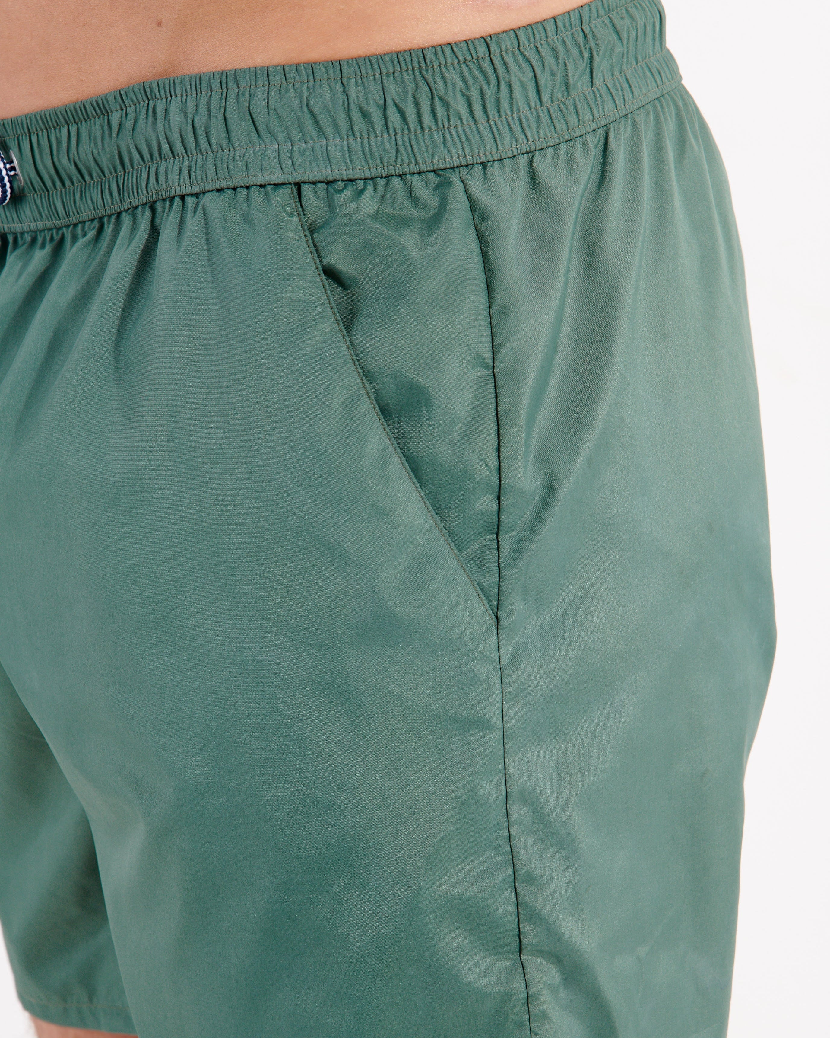 HOM Nautical Cup Beach Boxer Khaki Green - men's board shorts detail pocket view