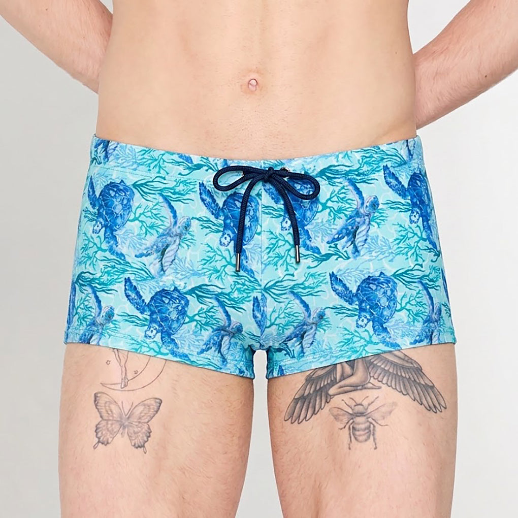 HOM Tartane Swim Short Blue Print