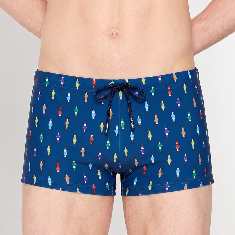 HOM Calcio Swim Short Navy Print - men's designer swim trunk front view