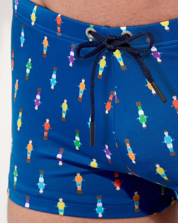HOM Calcio Swim Short Navy Print - men's swim trunk detail print view