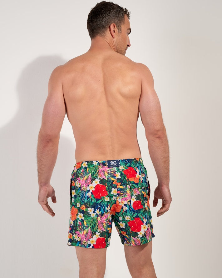 HOM Peacock Beach Boxer Multico Print - men's board shorts back view