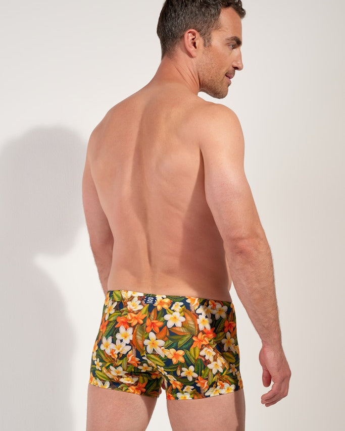 HOM Etna Swim Short Navy Print - men's swim trunk back view
