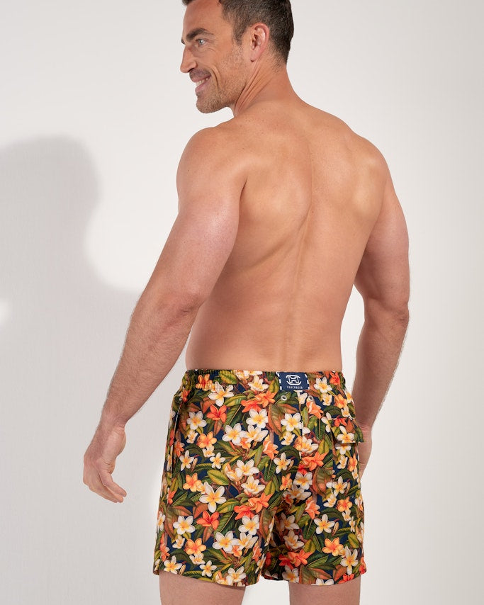 HOM Etna Beach Boxer Navy Print - men's board shorts back view