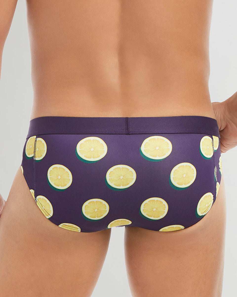 2(X)IST SLIQ Low Rise Brief Lemons-purple-plumeria