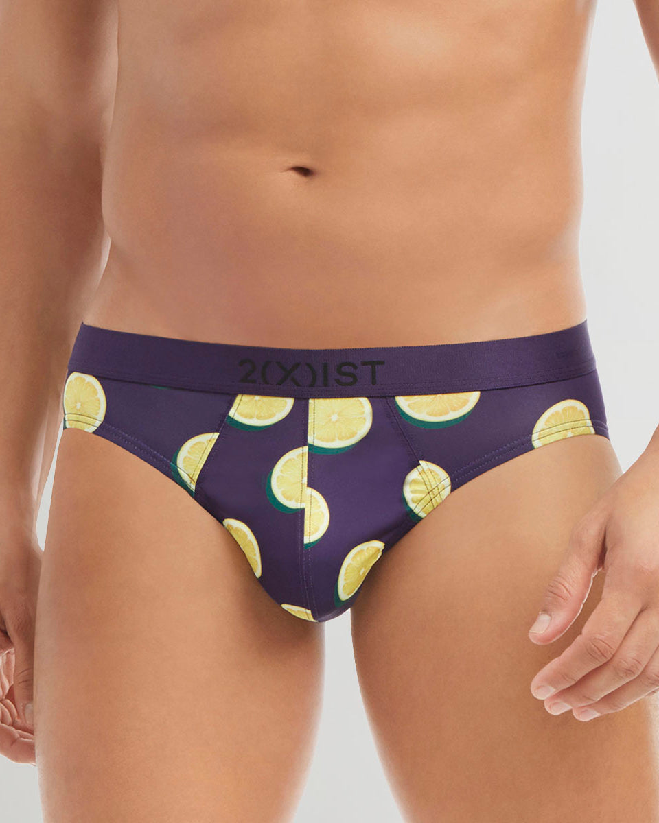 2(X)IST SLIQ Low Rise Brief Lemons-purple-plumeria