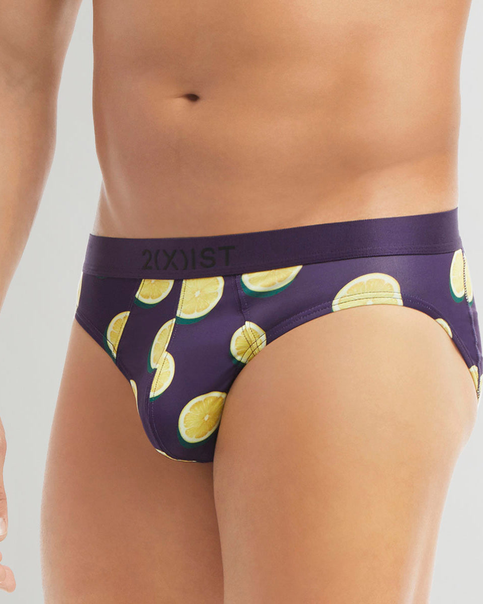 2(X)IST SLIQ Low Rise Brief Lemons-purple-plumeria