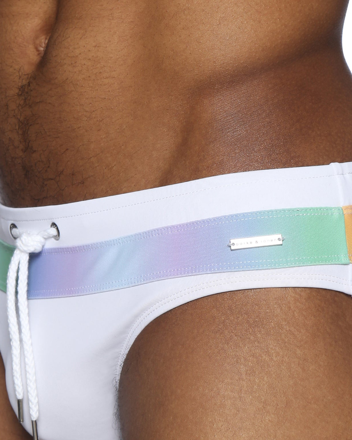 Parke & Ronen Luminous White Meridian Bikini - mens swim briefs details