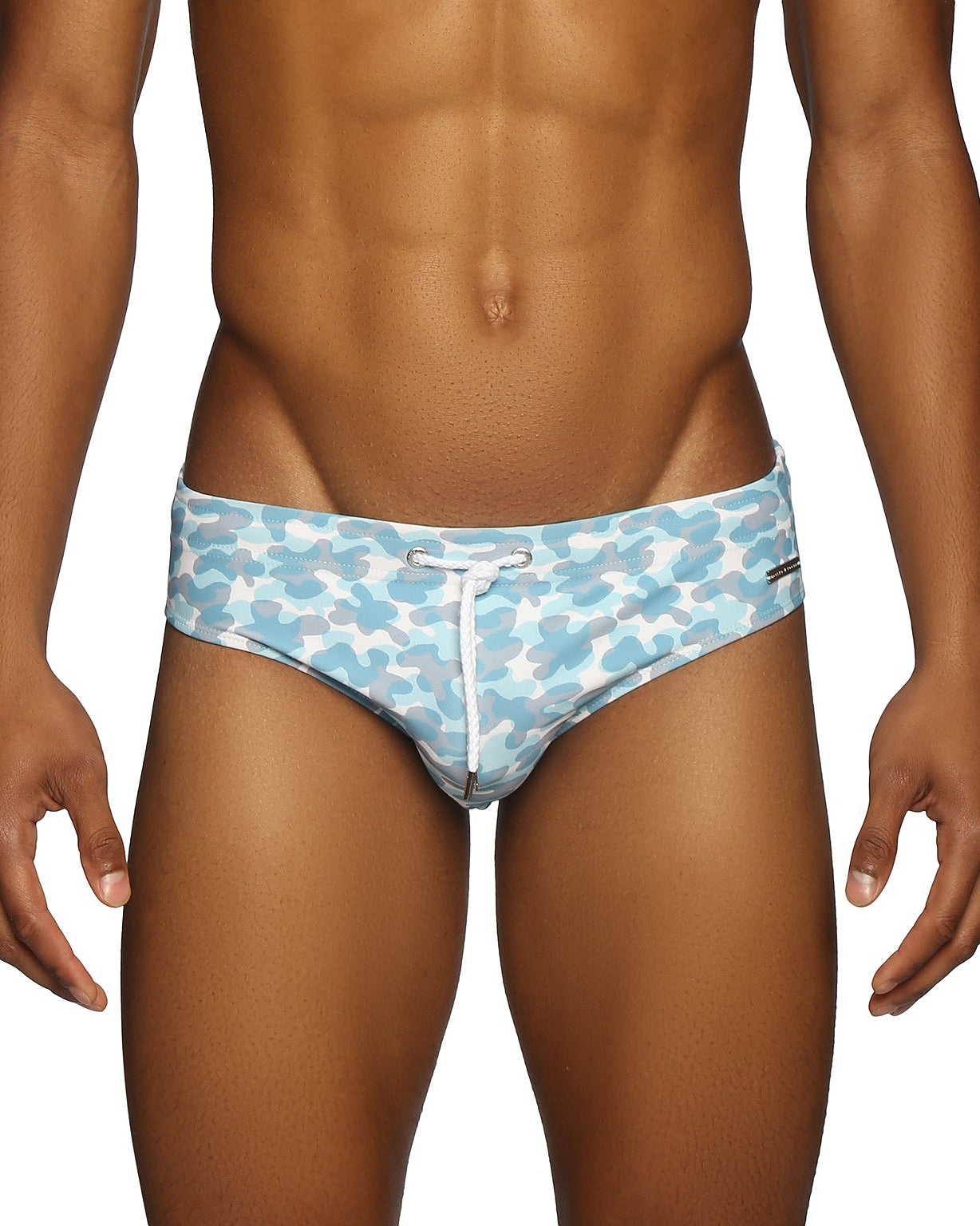 Parke & Ronen Cloud Leopard Blue Meridian Bikini - mens swim briefs front view