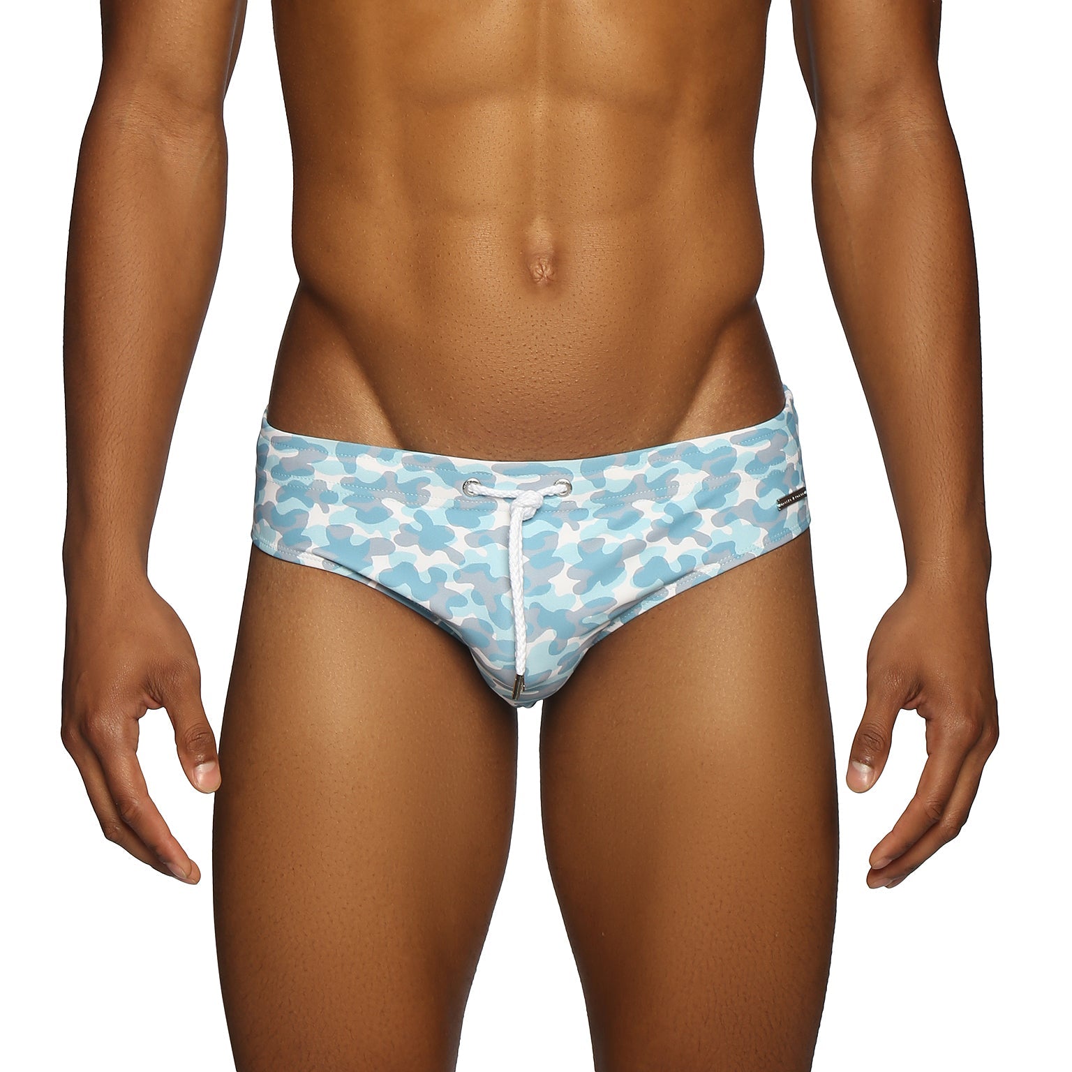 Parke & Ronen Cloud Leopard Blue Meridian Bikini - mens swim briefs front view