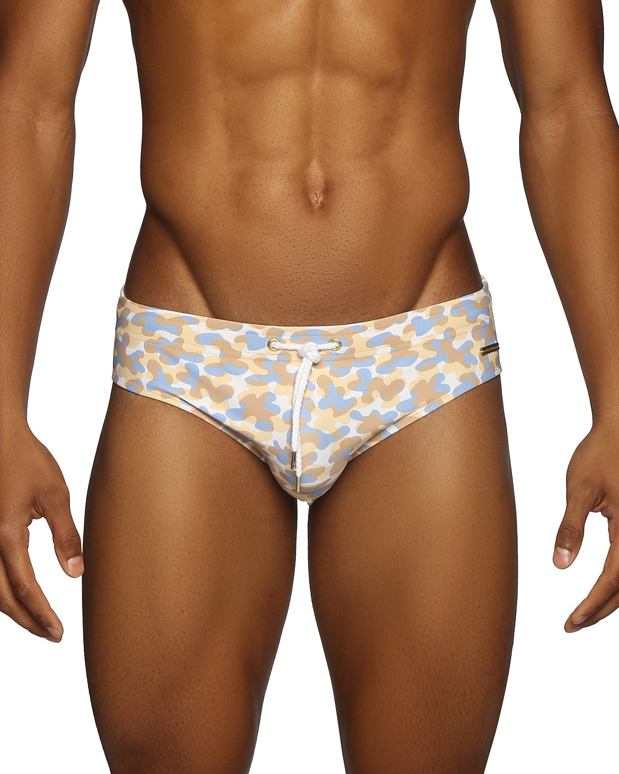 Parke & Ronen Cloud Leopard Gold Meridian Bikini - mens swim briefs front view