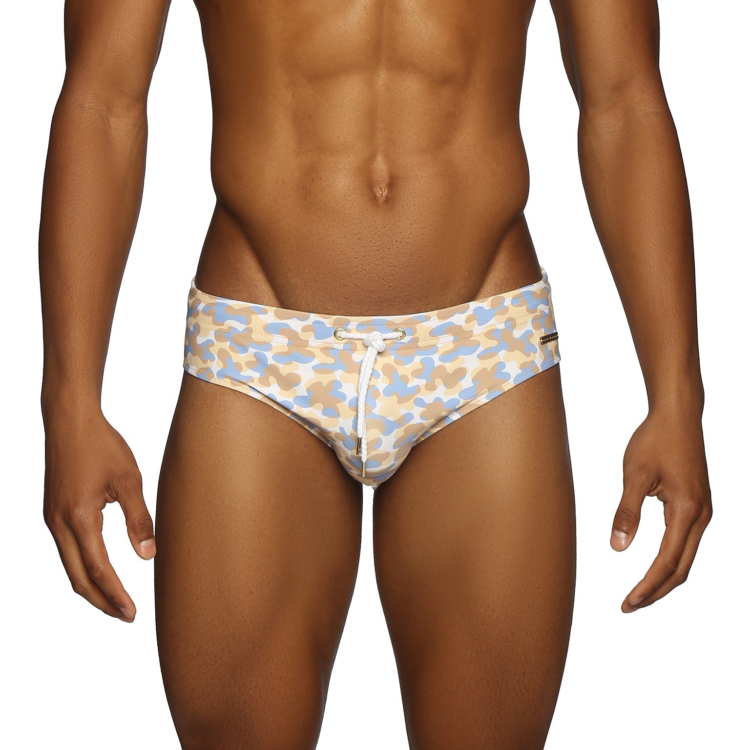 Parke & Ronen Cloud Leopard Gold Meridian Bikini - mens swim briefs front view