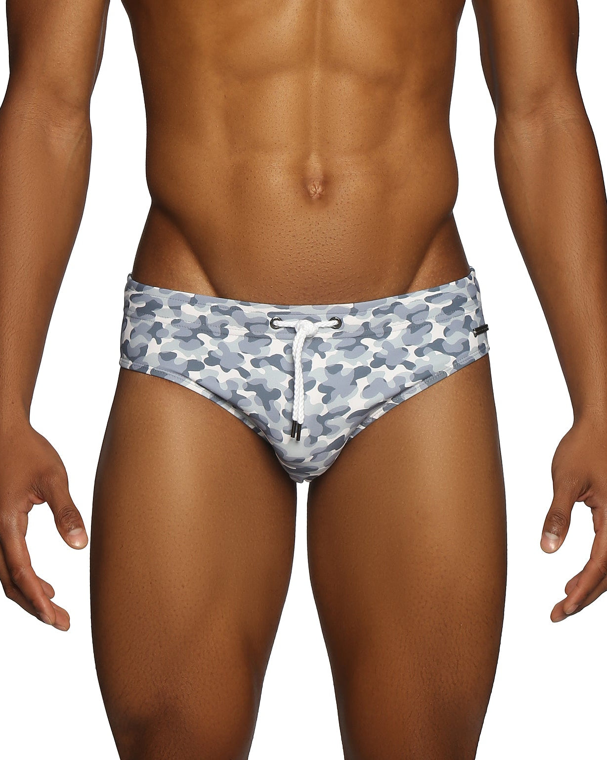 Parke & Ronen Cloud Leopard Grey Meridian Bikini - mens swim briefs front view
