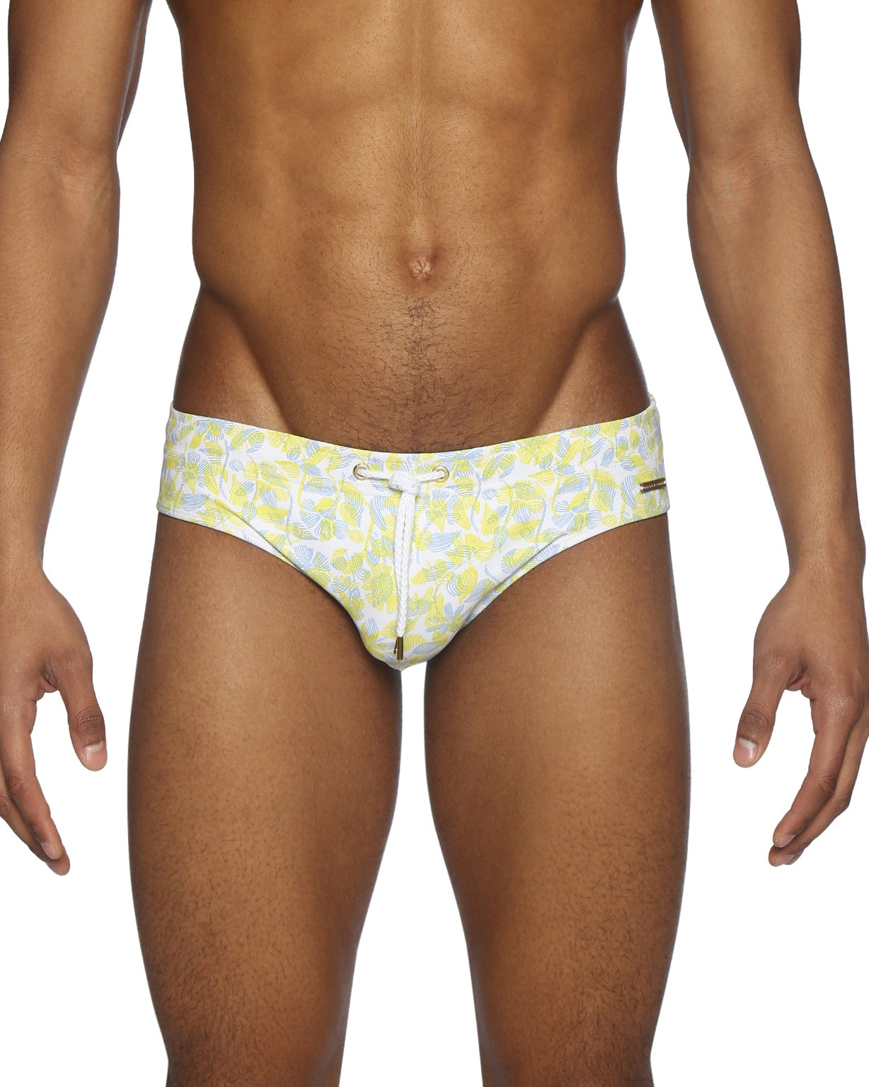 Parke & Ronen Lemon Havana Leaf Meridian Bikini - mens swim briefs front view