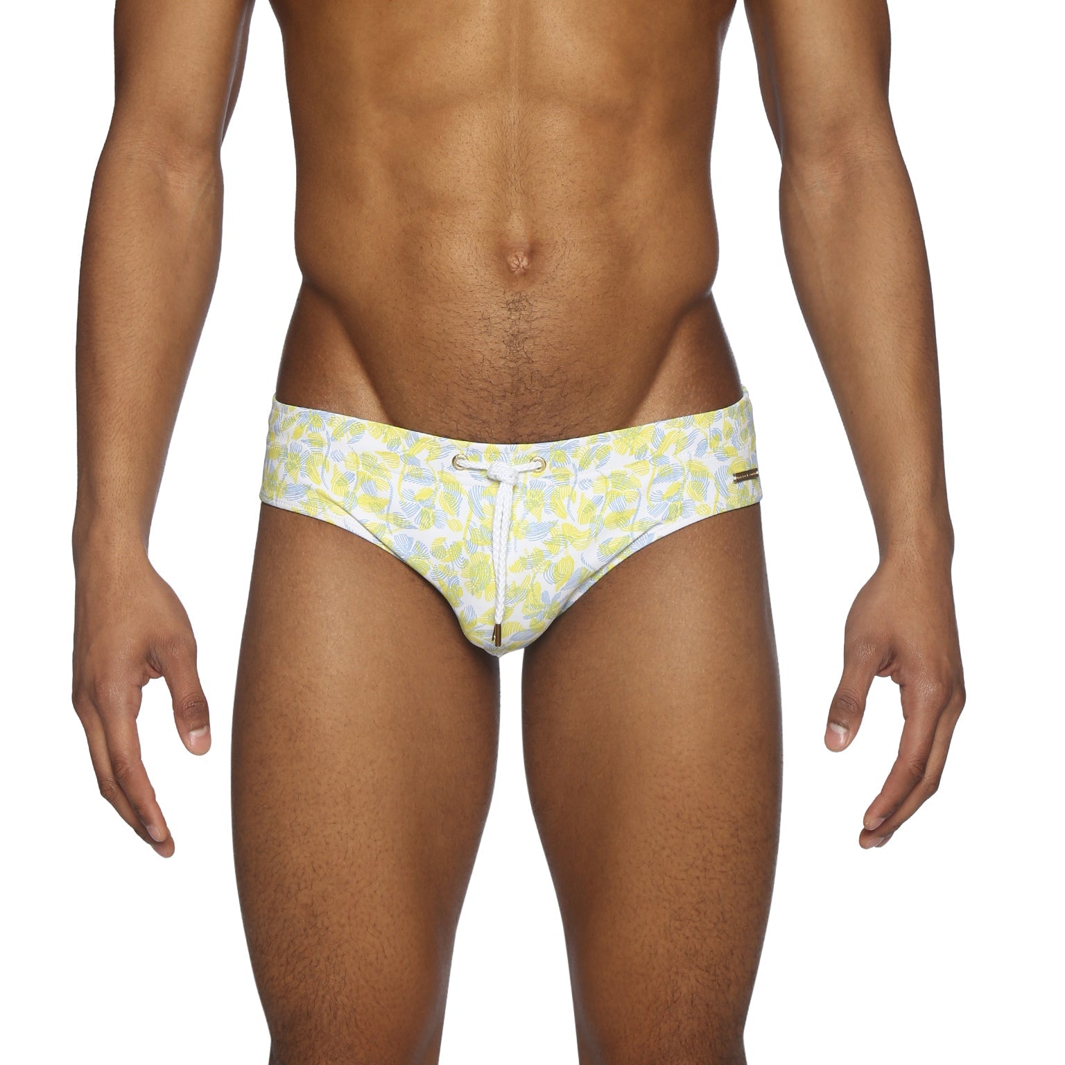 Parke & Ronen Lemon Havana Leaf Meridian Bikini - mens swim briefs front view