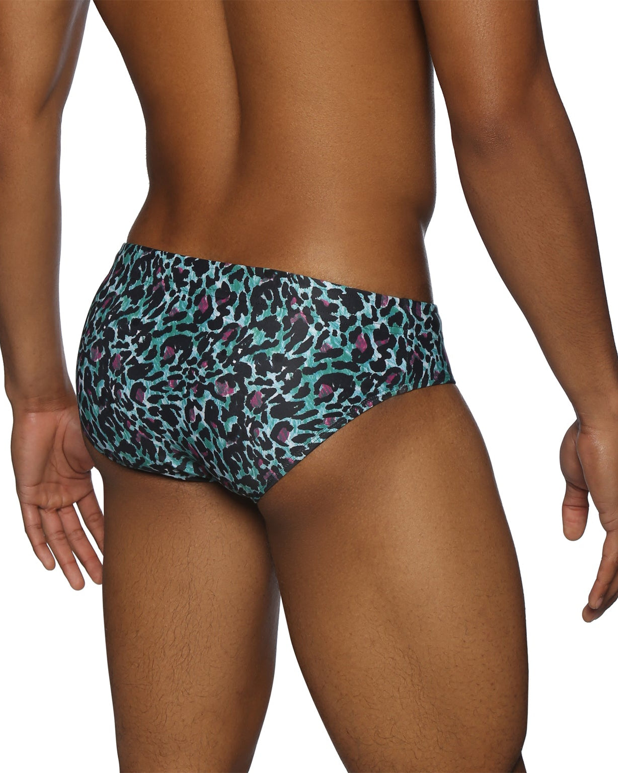 Parke & Ronen Jaguar Teal Meridian Bikini - mens swim briefs back view