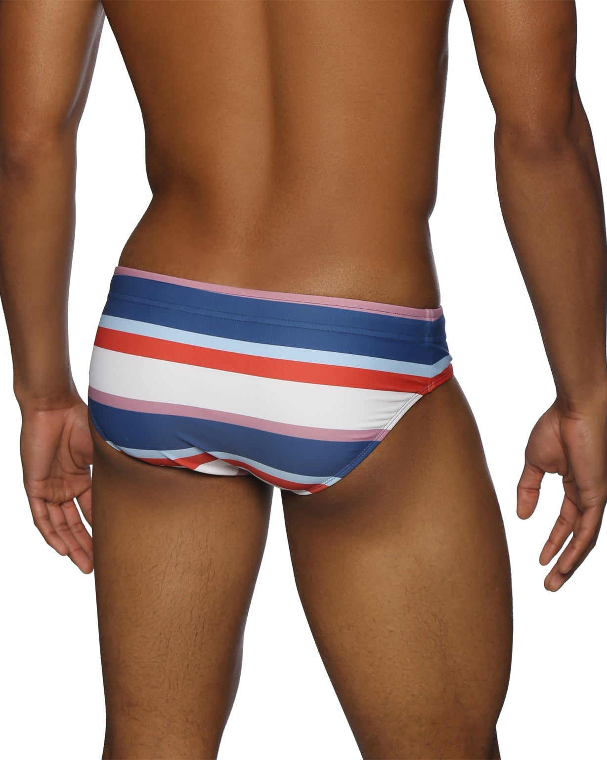 Parke & Ronen Navy Corsair Stripe Meridian Bikini - mens swim briefs back view