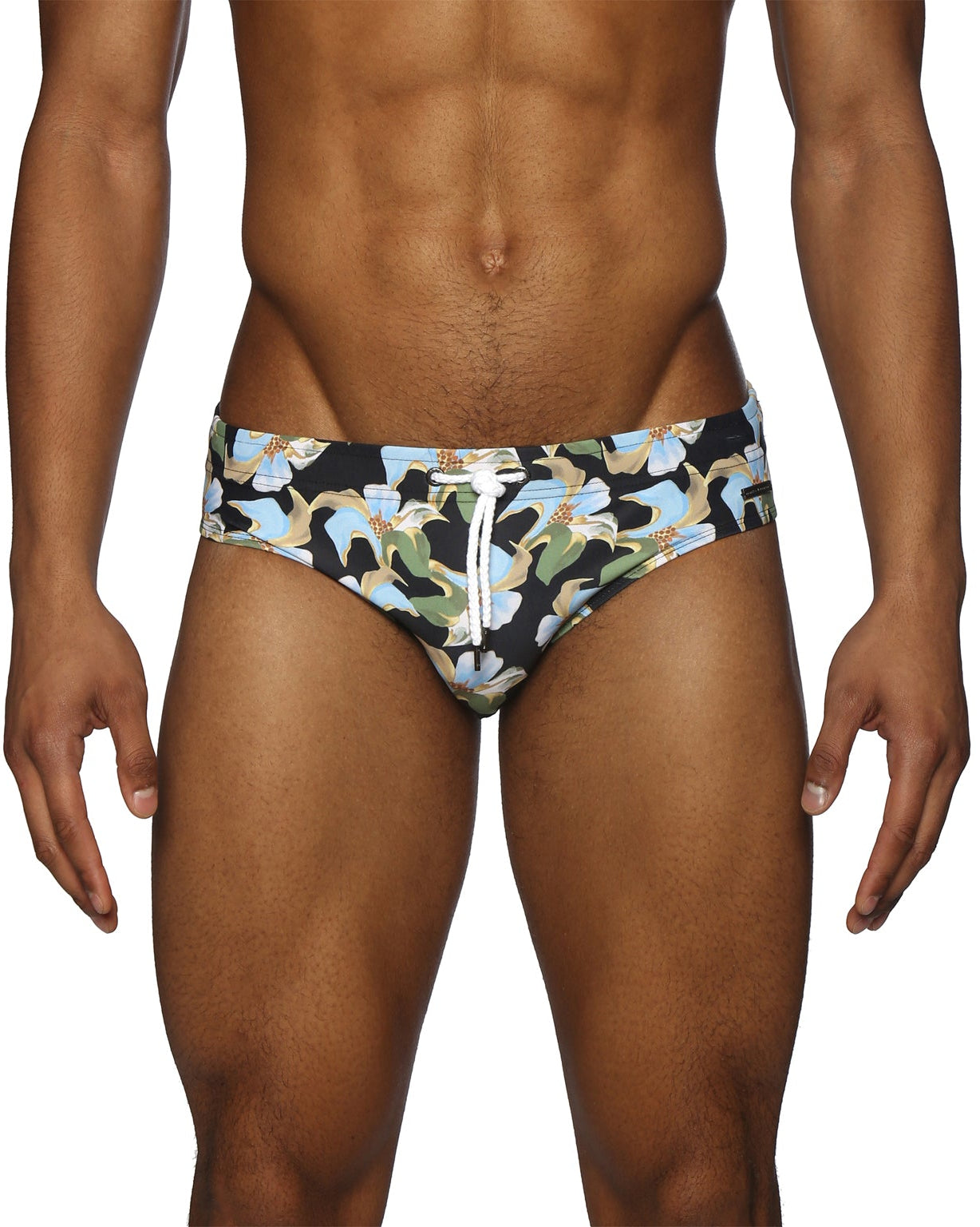 Parke & Ronen Tiger Lily Black Meridian Bikini - mens swim briefs front view