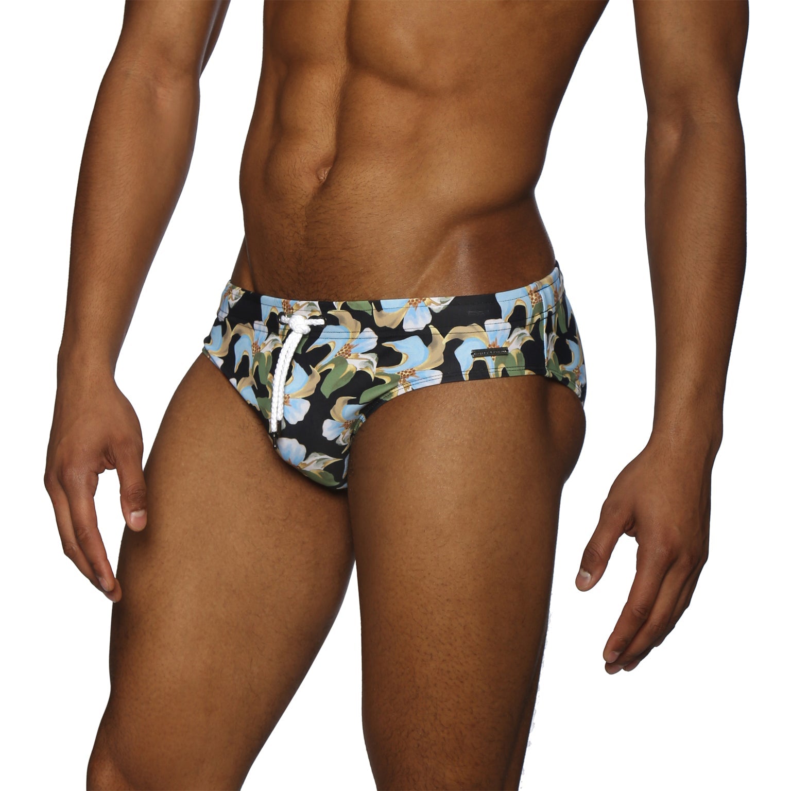 Parke & Ronen Tiger Lily Black Meridian Bikini - mens swim briefs side view