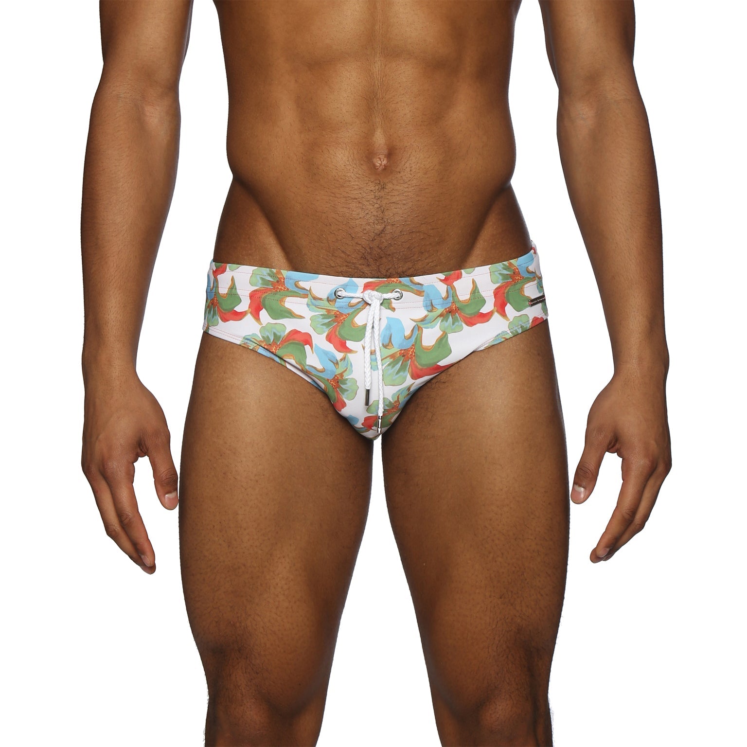 Parke & Ronen Tiger Lily Coral Meridian Bikini - mens swim briefs front view