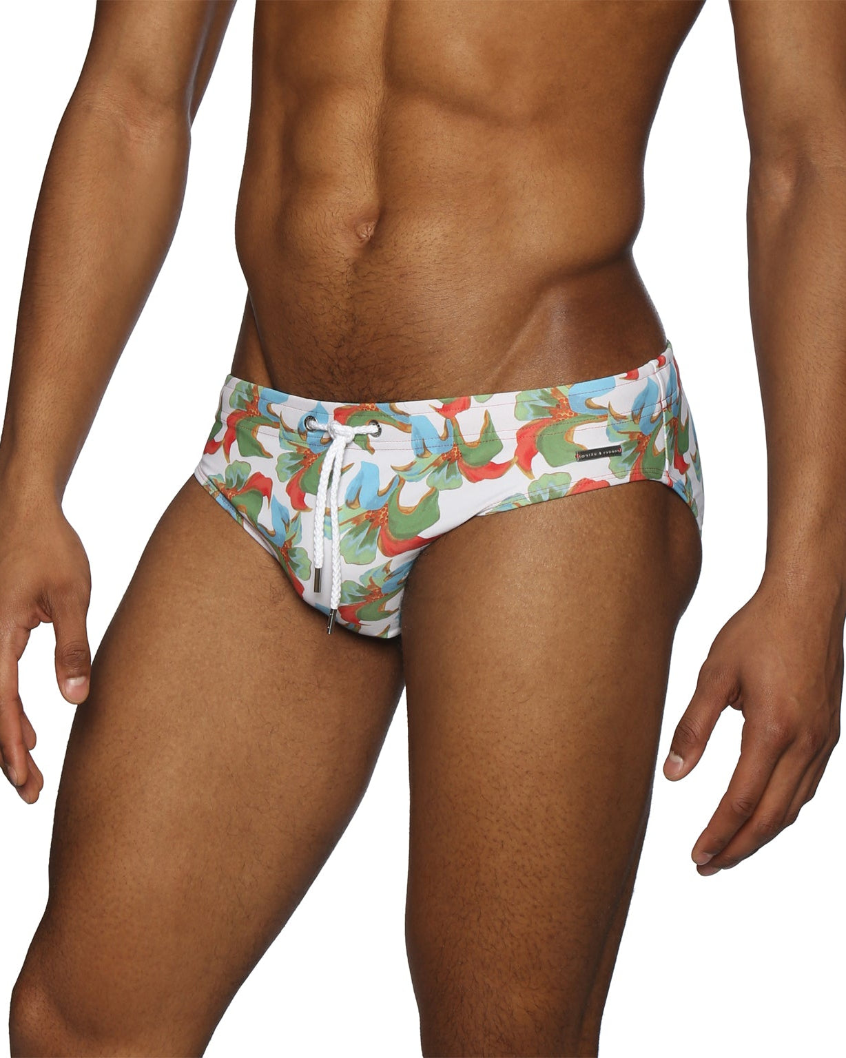 Parke & Ronen Tiger Lily Coral Meridian Bikini - mens swim briefs side view
