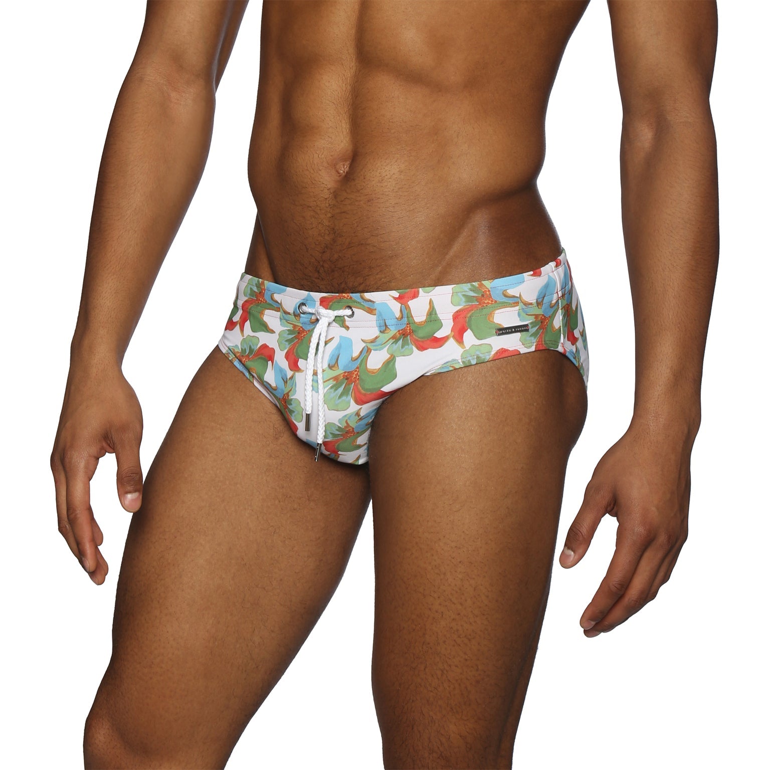 Parke & Ronen Tiger Lily Coral Meridian Bikini - mens swim briefs side view