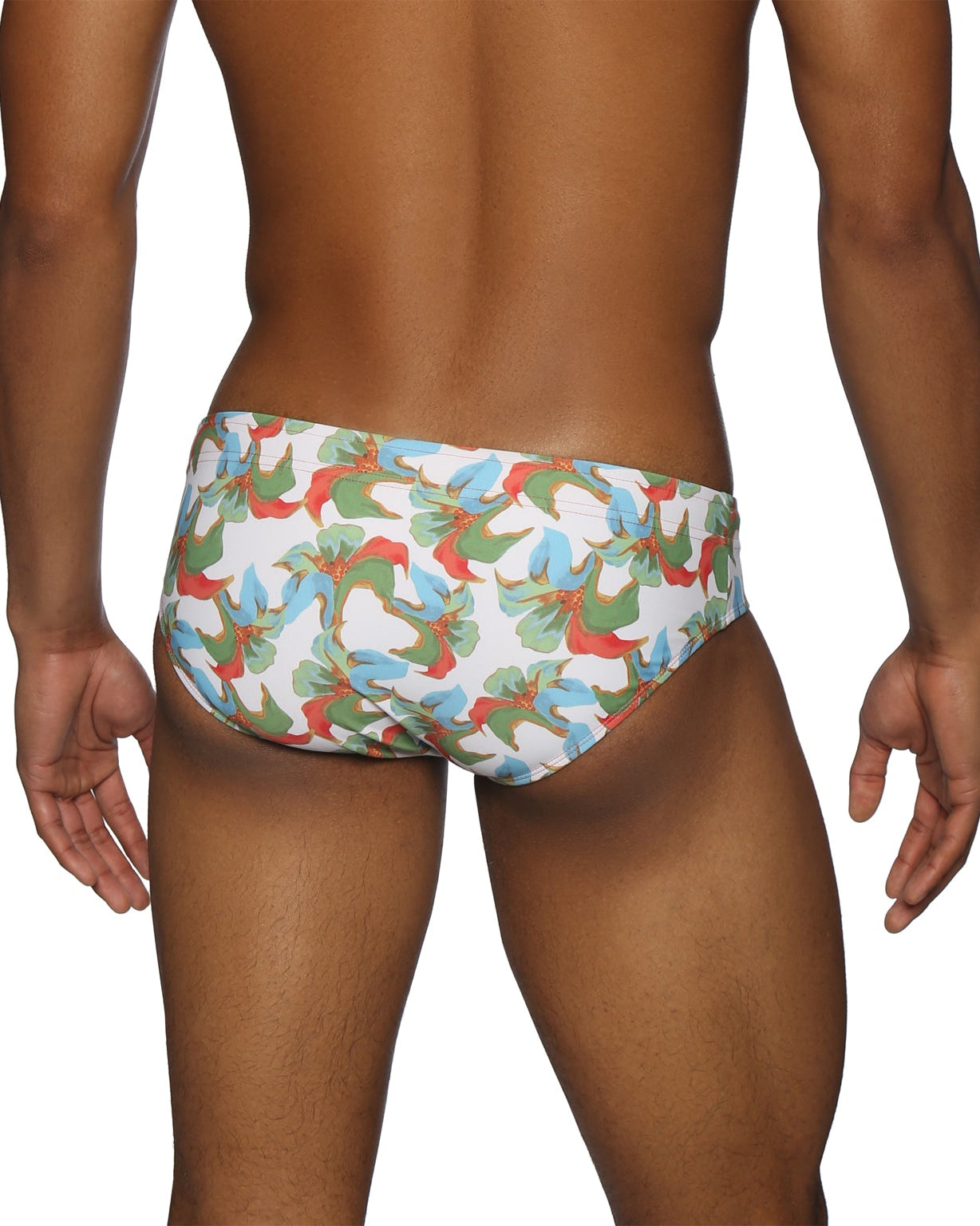 Parke & Ronen Tiger Lily Coral Meridian Bikini - mens swim briefs back view