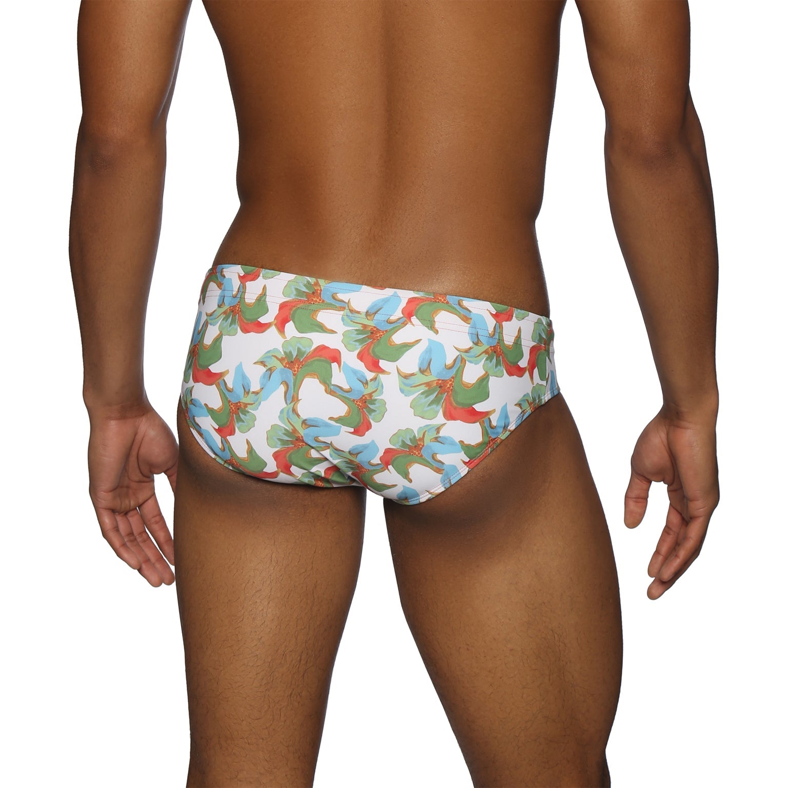 Parke & Ronen Tiger Lily Coral Meridian Bikini - mens swim briefs back view