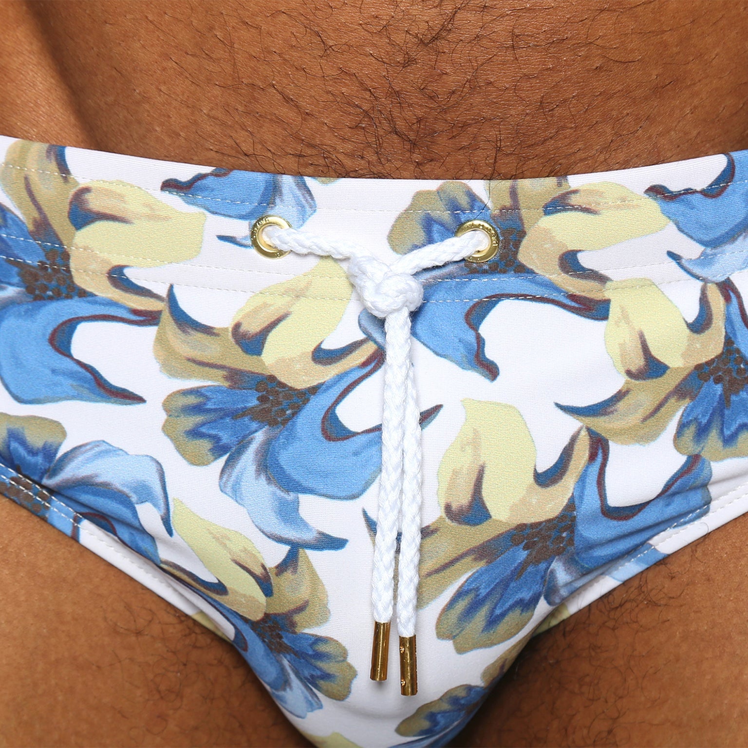 Parke & Ronen Tiger Lily Ivory Meridian Bikini - mens swim briefs detail