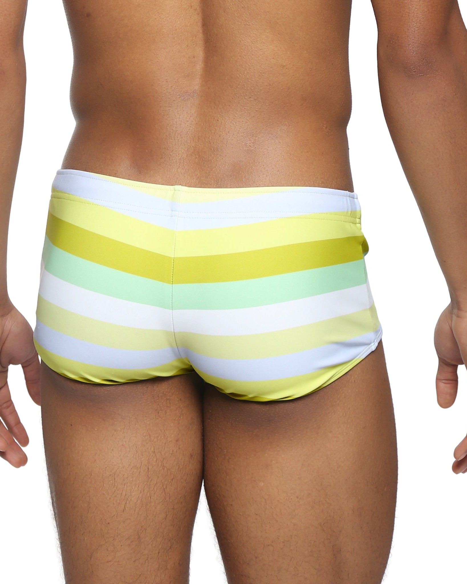Parke & Ronen Limone Ischia Corcovado Swim Brief - men's square-cut swim brief in limone ischia, back view