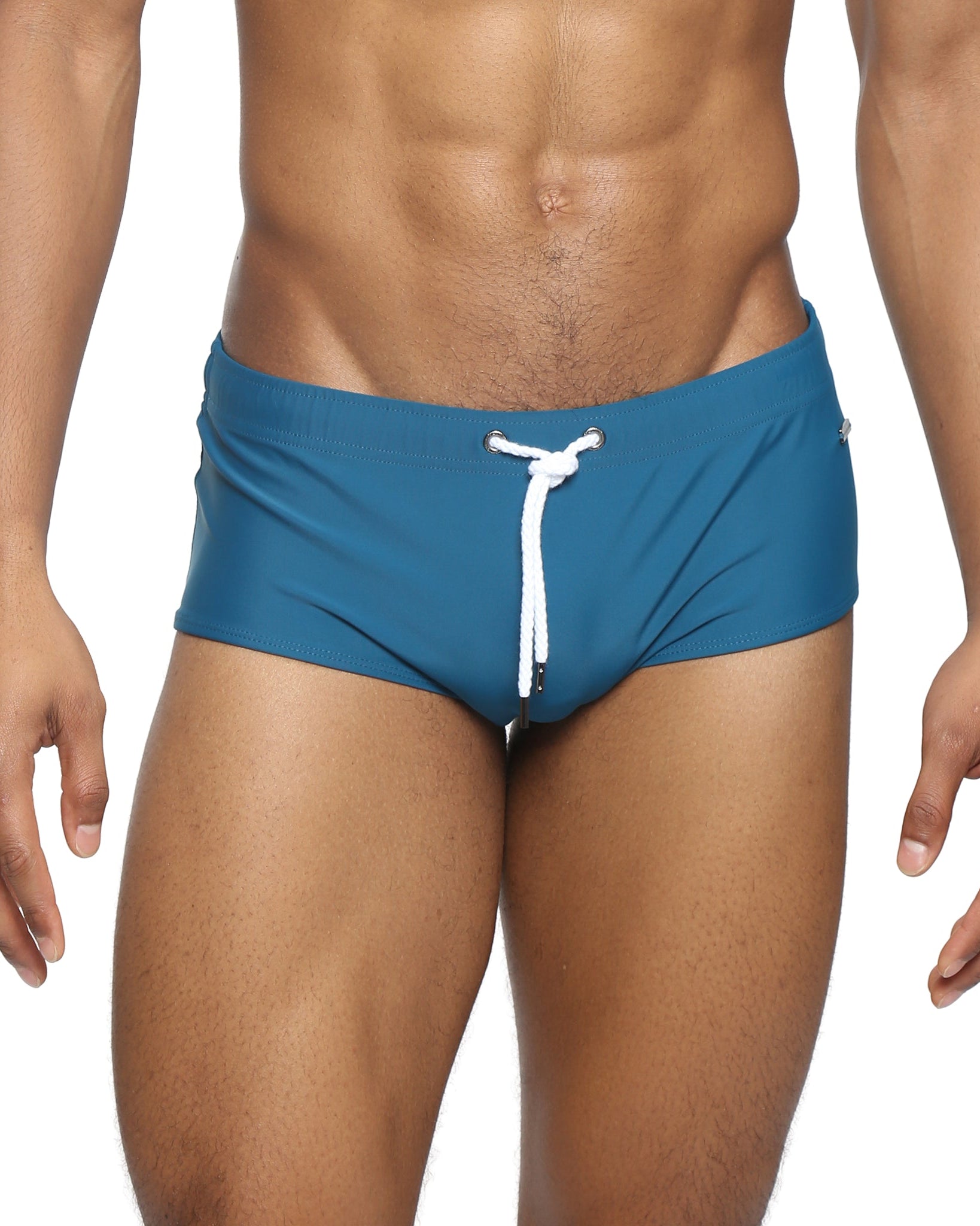 Parke & Ronen Teal Corcovado Swim Brief - men's square-cut swim brief in teal, front view