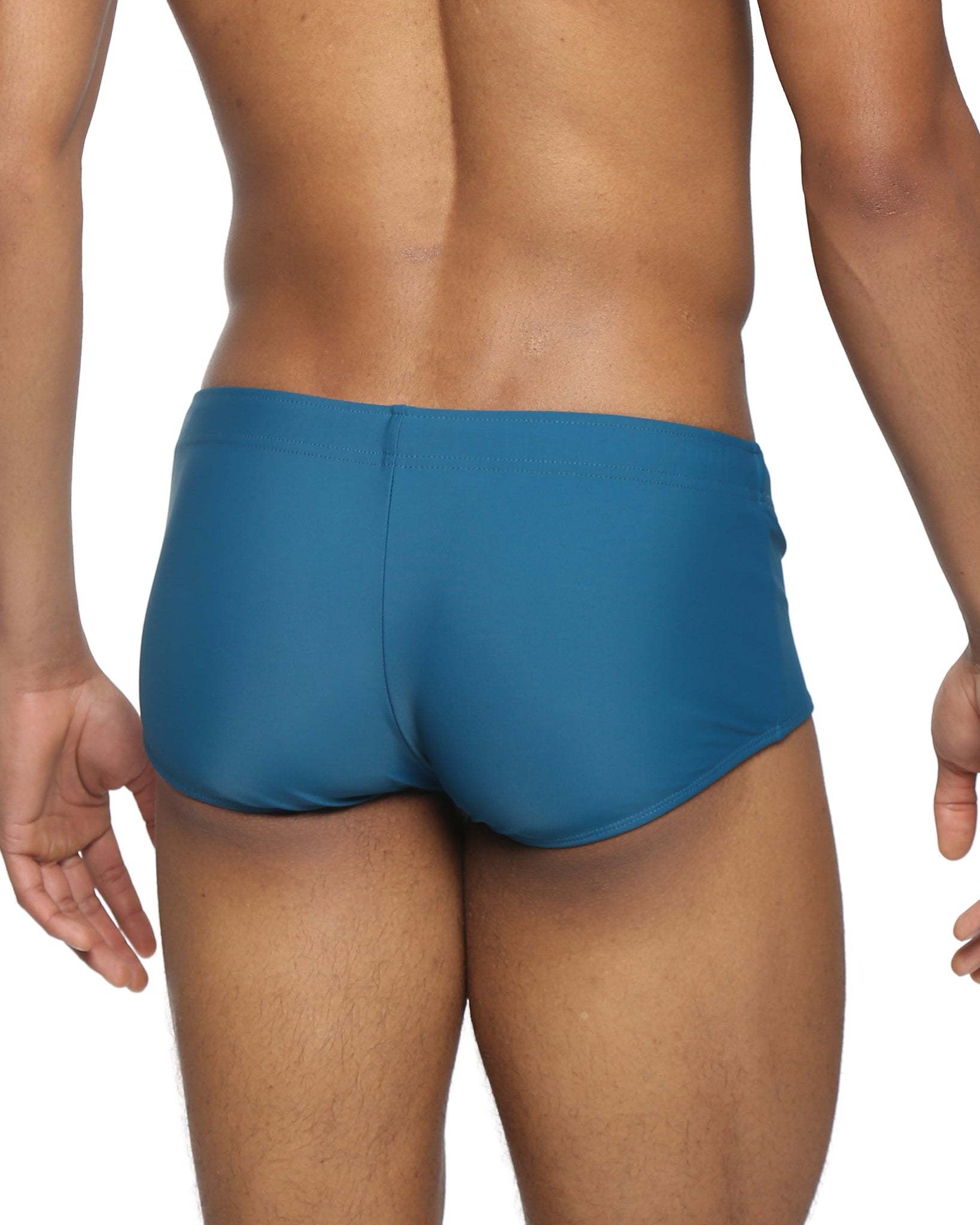 Parke & Ronen Teal Corcovado Swim Brief - men's square-cut swim brief in teal, back view