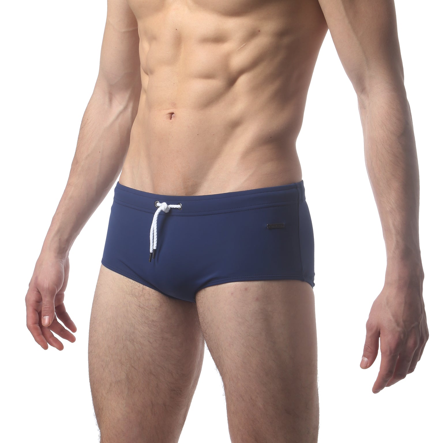 Parke & Ronen Navy Corcovado Swim Brief - men's square-cut swim brief in navy, side view