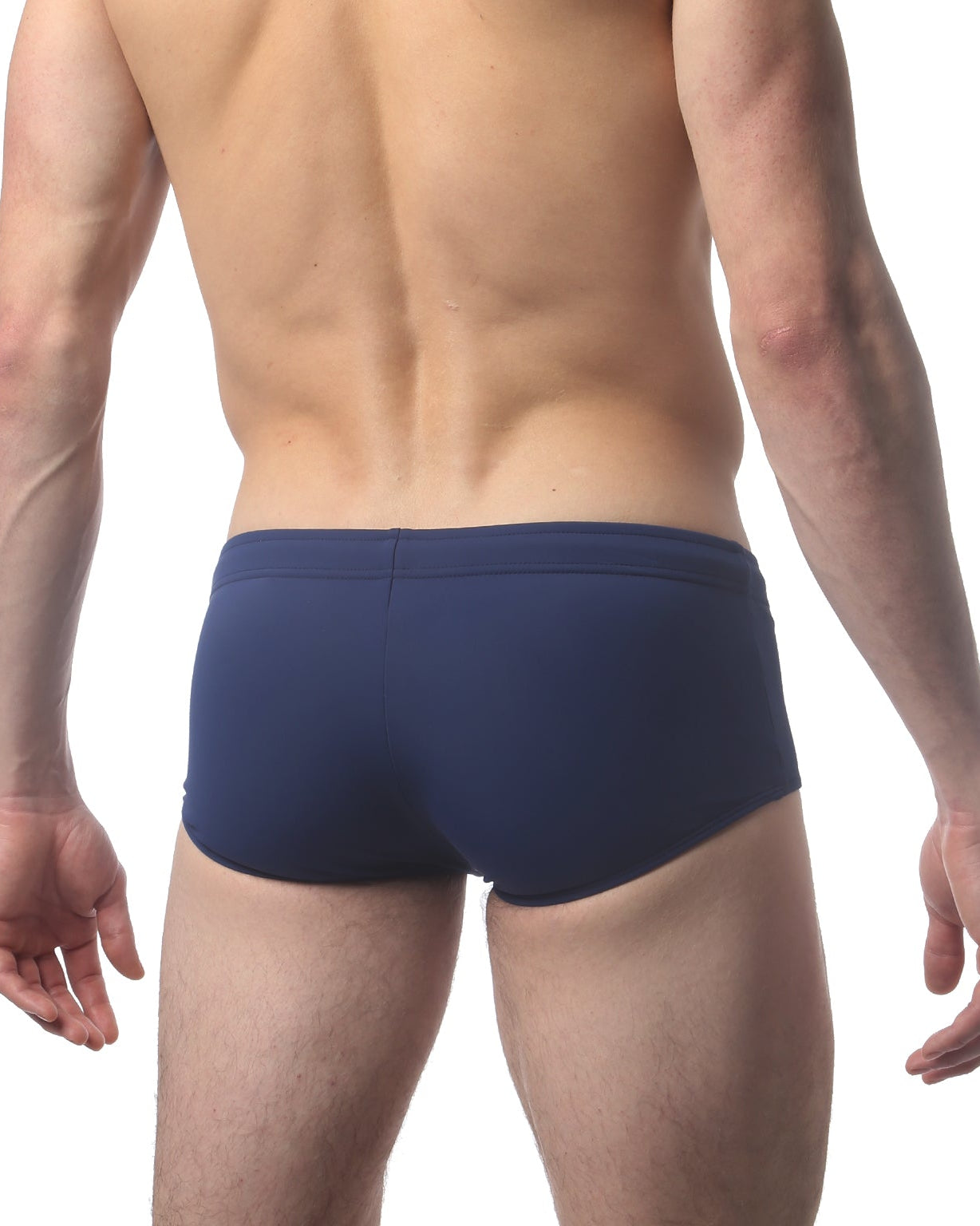 Parke & Ronen Navy Corcovado Swim Brief - men's square-cut swim brief in navy, back view