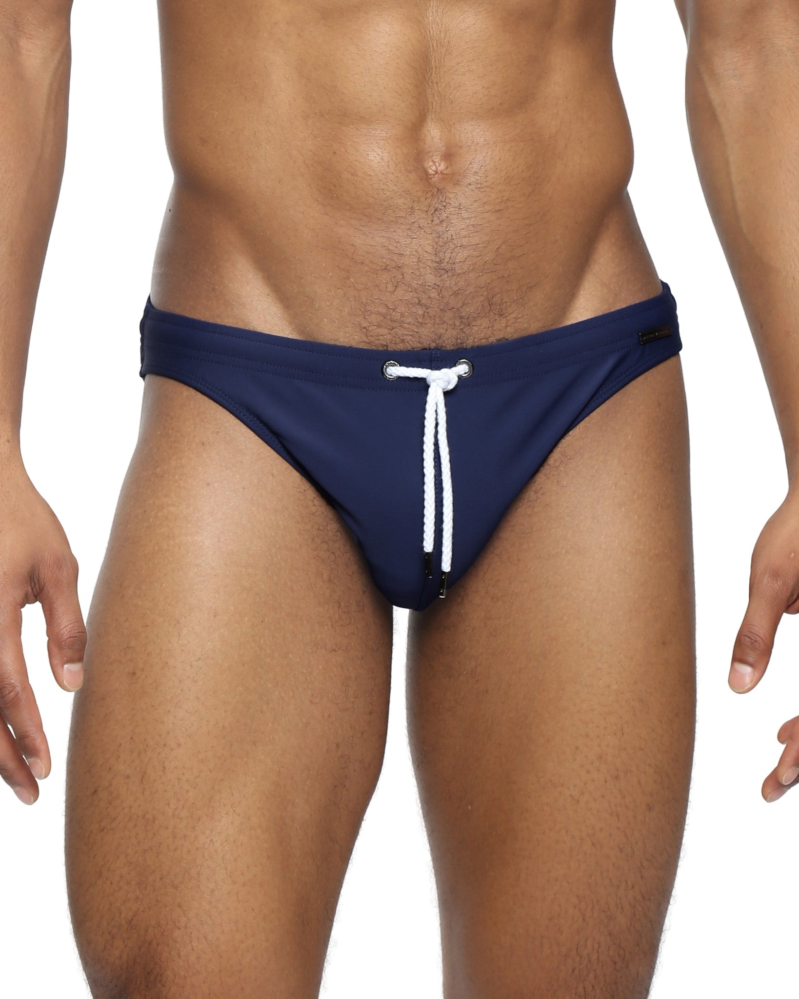Parke & Ronen Navy Blade Swim Brief - men's high-cut swim brief in navy, front view