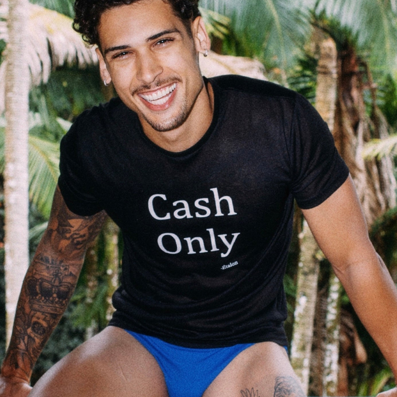 Etalon men's graphic tee — Cash Only design on raw crew neck shirt