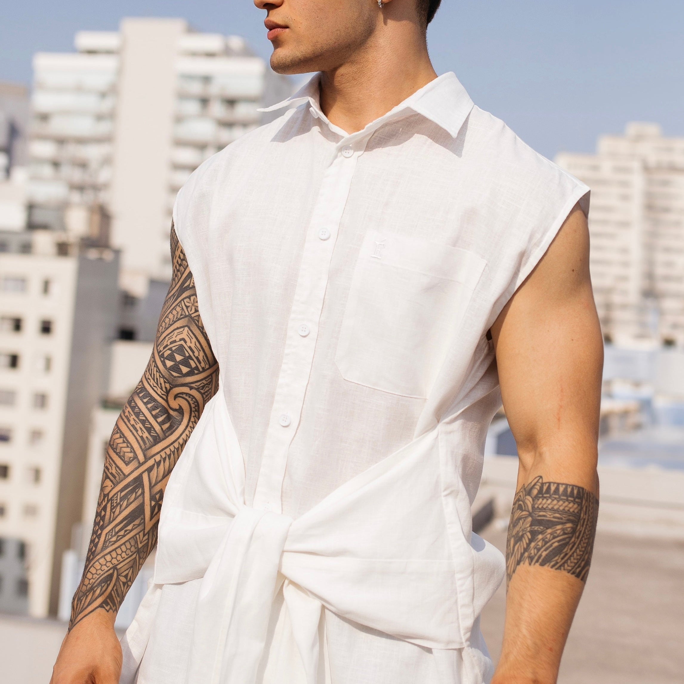 Etalon Tie Linen Sleeveless Shirt